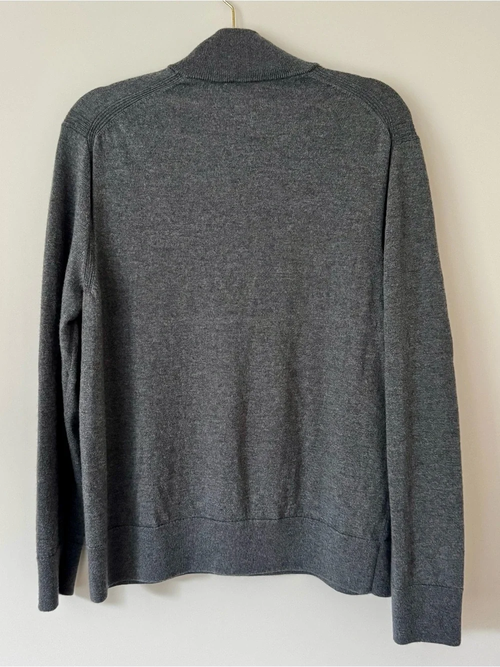 Banana Republic Italian Merino Half-Zip Sweater, Heather Charcoal Grey – Size XL